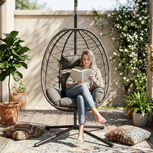Outdoor All Weather Cheap <strong>UK</strong> Camping <strong>Garden</strong> Furniture Rattan Outdoor Patio Balcony <strong>Egg</strong> Shape Hanging Swing <strong>Chair</strong> - Product Image 4