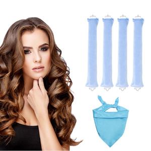 Venta al por mayor de Gancho Doble de <span class=keywords><strong>3</strong></span> piezas Set 3cm Heatless Curling Wand Lazy Sleep Big Wave Curling Wand con 70cm bufanda de seda - Product Image 5