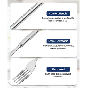 Set di Forchetta e Cucchiaio Telescopici in Acciaio Inox UPSILON per Barbecue all'Aperto - Origine Fujian - Product Image 4