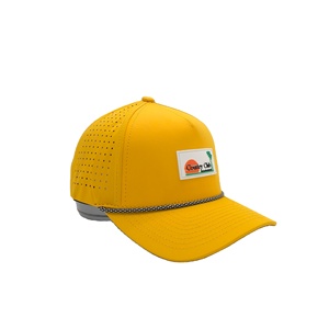 Casquette de baseball en polyester avec cordon, logo en caoutchouc découpé au laser, 5 panneaux, imperméable, haute qualité, personnalisable, pour le sport, vente en gros - Product Image 1