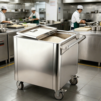 Chariot de stockage de farine pour cuisine commerciale, acier inoxydable 304 201, chariot de transport de farine en vrac