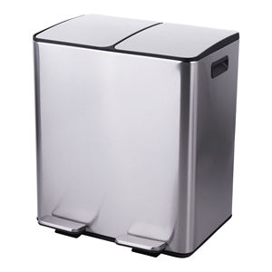 Cubo de basura de acero inoxidable con doble compartimento, cubo de basura de cocina <span class=keywords><strong>clasificado</strong></span> con cubos interiores de plástico, 2X30 litros Dual - Product Image 1