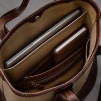 Sac fourre-tout hybride en cuir et toile de luxe silencieux, grand format XL, grande capacité, pour le bureau et les trajets quotidiens, personnalisable avec logo, vente en gros OEM