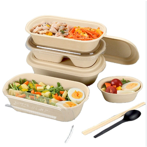 Food Grade Natural Bagasse 750mL Rectangular <b>Takeaway</b> <b>Container</b> with Lid Leakproof Eco Friendly Compostable Box for Restaurant - Product Image 5