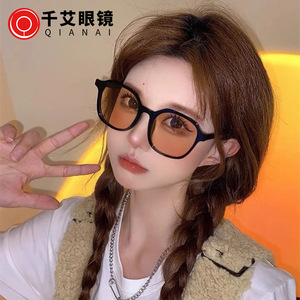 เฉียนไนแว่นกันแดดทรงวงรีสไตล์เกาหลีสำหรับผู้หญิง กรอบสีดำ เลนส์พีซี ป้องกันรังสี ประเภท 3 สำหรับการขับขี่แฟชั่น - Product Image 1