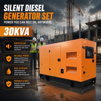 Générateur diesel silencieux Cummings 30 KVA, régulation automatique de tension AVR, fréquence universelle 50/60 Hz, télécommande, monophasé