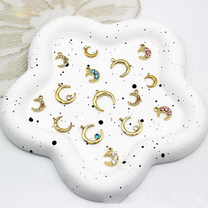 Colgantes de Moda de Acero Inoxidable 316L con Baño de Oro de 14k y 18k, Resistentes al Deslustre, con Dijes de Luna de Zirconia para Fabricación de Joyas (Collares y Pulseras) - Product Image 2