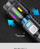 Lampe torche LED rechargeable par USB, étanche IP55, en plastique ABS, avec faisceau réglable pour le camping et les situations d'urgence