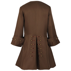 Cappotto marrone Vintage medievale <span class=keywords><strong>Jack</strong></span> <span class=keywords><strong>Sparrow</strong></span> Costume Cosplay uomo rinascimentale pirata gotico Steampunk giacca - Product Image 5
