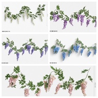 1.8M Untaian Bunga Wisteria Buatan 3 Rumbai Besar 6 Rumbai Kecil 34 Daun Dekorasi Pernikahan Rumah