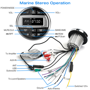 JMC étanche <span class=keywords><strong>Marine</strong></span> stéréo MP3 Radio FM AM EQ USB BT Player Musique AUX pour Golf Car <span class=keywords><strong>Marine</strong></span> Boat - Product Image 6