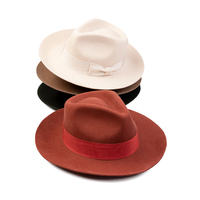 Haohuayiats — chapeau de luxe pour hommes, couleur unie, panama en feutre, 100% laine, chapeau d'été