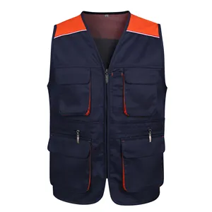 High quality Outdoor wear custom logo work vest multi pocket cargo quick-dry breathable waistcoats men working canvas vest