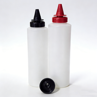 Bouteille en plastique vide de 250 ml, 375 ml, 500 ml, 1000 ml, finition mate, pour sauce chili, salade, ketchup, sauce piquante, avec bouchon à visser noir