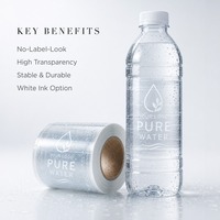 Étiquettes personnalisées transparentes en PET pour bouteilles, autocollants adhésifs pour l'emballage d'eau minérale et de boissons