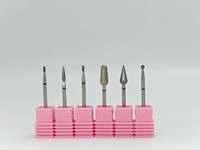JadeNail Brocas de Carburo de Tungsteno Plateadas 5 en 1 con Dientes Cruzados Especiales, Punta Plana Cónica para Pulir Puntas de Uñas Acrílicas