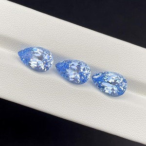 Gema suelta de espinela cultivada en laboratorio con forma de pera, color azul aguamarina Santa María, corte pavilón de alta precisión para joyería personalizada - Product Image 3