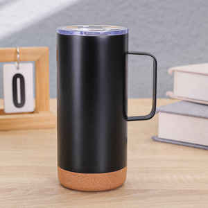 New 16oz Modern Cork Bottom Straight Body Stainless Steel Vacuum Insulated Car Cup with Lid Leak-Proof & Eco-Friendly - Product Image 2