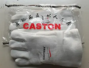 200 độ C tiếp xúc nhiệt chống lại castong Trắng Polyester cảm thấy an toàn làm việc găng tay chịu nhiệt cho hàn