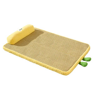 Cama de ratán transpirable para perros con alfombrilla y almohadilla de hielo Almohada de cuello gruesa antiarañazos y resistente al desgaste para protección del cuello - Product Image 1