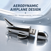 Flash Drive USB 2.0 Bentuk Pesawat Terbuat dari Logam dengan Logo Custom, Hadiah Penerbangan Kreatif Baru 8GB/16GB/32GB/64GB/128GB