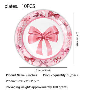 Nouveau rose arc thème fille fête d'<span class=keywords><strong>anniversaire</strong></span> vaisselle assiette en <span class=keywords><strong>papier</strong></span> tasse en <span class=keywords><strong>papier</strong></span> <span class=keywords><strong>serviette</strong></span> en <span class=keywords><strong>papier</strong></span> nappe ensemble - Product Image 4
