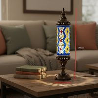 Lampe de bureau en fer mosaïque turque de style européen avec abat-jour en verre bohème LED, fabriquée à la main, alimentée par courant alternatif, pour la décoration du salon
