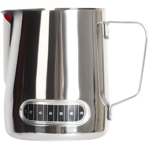 Pichet à mousse de <span class=keywords><strong>lait</strong></span> en acier inoxydable 600 ml avec logo personnalisé, <span class=keywords><strong>pot</strong></span> de <span class=keywords><strong>barista</strong></span> avec poignée et capteur de température, bouilloire à café et thé - Product Image 3