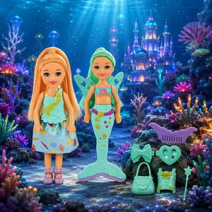 Set <span class=keywords><strong>di</strong></span> Bambole Sirena Mini da 6 Pollici, Bambola Principessa <span class=keywords><strong>Barbie</strong></span> da 15cm con Accessori, Borsetta a Farfalla, <span class=keywords><strong>Giocattolo</strong></span> per Regalo <span class=keywords><strong>di</strong></span> Compleanno per Ragazze - Product Image 5