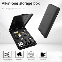 Pengisi Daya Nirkabel Magnetik 6 in 1 dengan Kotak Penyimpanan Kabel Data, Adaptor & Penyangga Ponsel, Aksesori Smartphone Universal Portabel