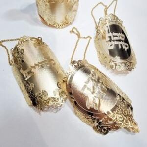 Artisanat métallique israélien, plaque de cuivre à motif irrégulier, housse de protection pour bouteille de vin, laiton, décoration de vin pour la maison, coupe à vin - Product Image 3