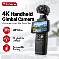 Caméra portable Tokdance 4K avec stabilisateur à axe unique, reconnaissance gestuelle IA, écran rotatif de 1,5 pouces, batterie remplaçable