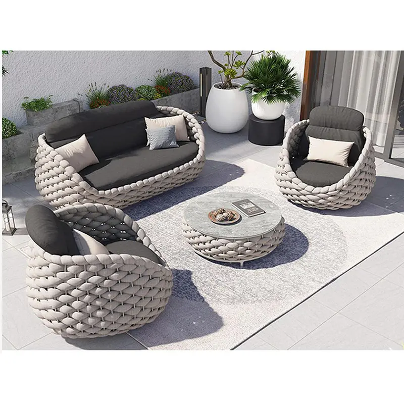 Set di divani per mobili da esterno da giardino con design nordico ad angolo più venduto