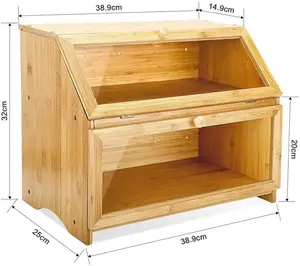 100% natural ecológico gran capacidad 2 capas contenedor de alimentos almacenamiento caja de pan de bambú con tapa - Product Image 2