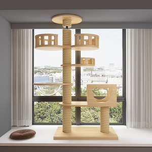 Structure d'escalade pour chat en bois massif moderne et écologique avec hauteur personnalisable, 4 niveaux et <span class=keywords><strong>tour</strong></span> pour chat - Product Image 6