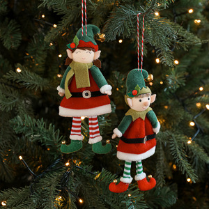 Feutre Elfes De Noël Ornement De Noël Elfe De Noël Poupée Pendentif Mignon Elfe Couple Décor Ornements De Noël Avec Chapeau Et Cloche - Product Image 1