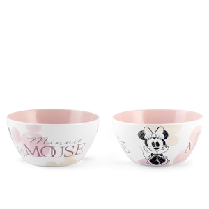 Ensemble de 2 bols en céramique Minnie Mouse, rose et blanc, compatibles lave-vaisselle, design festif pour enfants et adultes - Product Image 1
