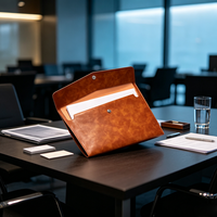 Porte-documents en cuir PU personnalisé avec initiales WL CC, imprimé à la main en sérigraphie, porte-documents A4 personnalisé, étui à documents durable