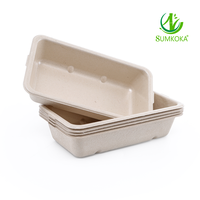 Plateau personnalisé en bagasse de canne à sucre SUMKOKA avec film de revêtement laminé PLA/CPET/PE/PBAT/EVOH, résistant à l'eau et à l'huile, vaisselle