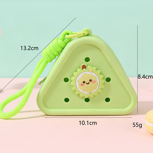 Porte-clés DIY en silicone avec trou, mini porte-monnaie nuage triangulaire, étui portable pour écouteurs, breloque de sac pour enfants et filles, cadeau d'anniversaire - Product Image 5