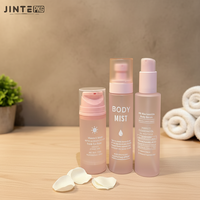 Vente en gros de flacons cosmétiques en PET brillants/givrés roses de 100 ml, 150 ml, 200 ml, flacons pour huile corporelle, lotion, avec pompes à brume rose