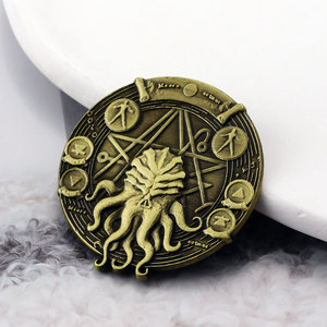 Wowei เหรียญวินเทจโลหะ cthulhu lovecraft. Mythos <span class=keywords><strong>necronomicon</strong></span> เหรียญโลหะปีศาจแนวย้อนยุค - Product Image 2