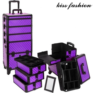 Di alluminio di rotolamento make up bellezza treno trolley professionale, stazione permanente make-up cosmetici case organizer <span class=keywords><strong>box</strong></span> di stoccaggio - Product Image 4