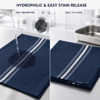 Servilleta Reutilizable y Resistente con Rayas Invertidas Azul Marino, 240GSM, Hilo de Poliéster Hilado MJS, Teñido, para Restaurantes, Hoteles, Comercios, OEM