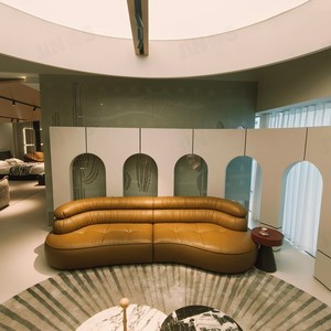 JINS Furniture <span class=keywords><strong>Canapé</strong></span> sectionnel <span class=keywords><strong>convertible</strong></span> moderne de haute qualité <span class=keywords><strong>3</strong></span> <span class=keywords><strong>places</strong></span> en cuir véritable pour ensemble de salon - Product Image 2