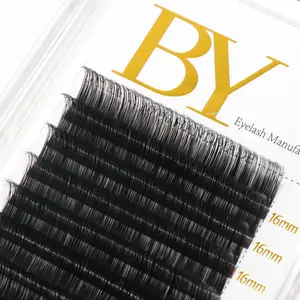 BY Premium Cashmere Velvet Black Volume Lashes Tray Wholesale 0.02-0.08 Mink Individual Russian Volume Fans Eyelash Extensions