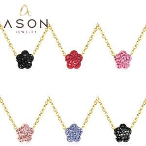 Ason Jewelry collana con ciondolo fiore iniziale in acciaio inossidabile placcato oro lucido collana con diamanti in cristallo - Product Image 1