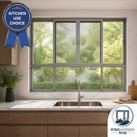 Ventanas Corredizas de Doble Acristalamiento con Aislamiento Térmico de Aleación de Aluminio para Cocina, con Pantalla y Vista Panorámica Fija para Casas y Apartamentos