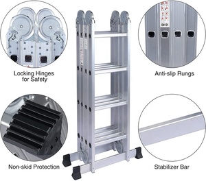 Nhà Máy Giá Đa Năng Escaleras Plegables Đa Chức Năng Nhôm Bước Gấp Thang - Product Image 6
