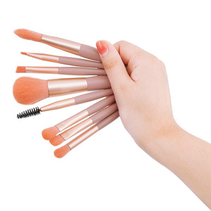 8 Mini Outils de Maquillage Portables Mat et Doux, Kit Complet pour Débutants, Fond de Teint, Ombre à Paupières, Poils Synthétiques, PU Visage, pour le Commerce Transfrontalier - Product Image 5